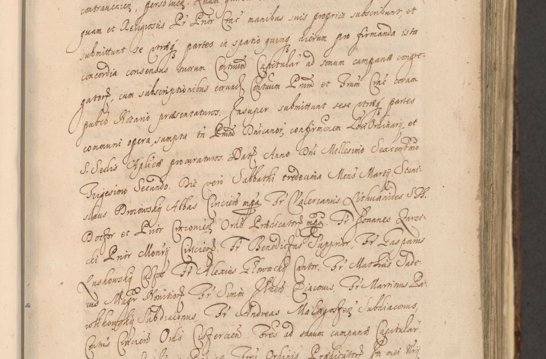 Zdjęcie nr 73 dla obiektu archiwalnego: Acta actorum, institutionum, resignationum, provisionum, decretorum, sententiarum, inscriptionum, testamentorum, confirmationum, ingrossationum, obligationum, quietationum, constitutionum R. D. Andreae Szołdrski, episcopi Kijoviensis, Gnesnensis et Posnaniensis praepositi, cantoris Cracoviensis, Vladislaviensis canonici, R. S. M. secretarii, episcopatus Cracoviensis in spiritualibus er temporalibus deputati anno 1633, 1634 et 1635