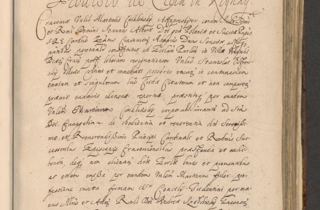 Zdjęcie nr 57 dla obiektu archiwalnego: Acta actorum, institutionum, resignationum, provisionum, decretorum, sententiarum, inscriptionum, testamentorum, confirmationum, ingrossationum, obligationum, quietationum, constitutionum R. D. Andreae Szołdrski, episcopi Kijoviensis, Gnesnensis et Posnaniensis praepositi, cantoris Cracoviensis, Vladislaviensis canonici, R. S. M. secretarii, episcopatus Cracoviensis in spiritualibus er temporalibus deputati anno 1633, 1634 et 1635