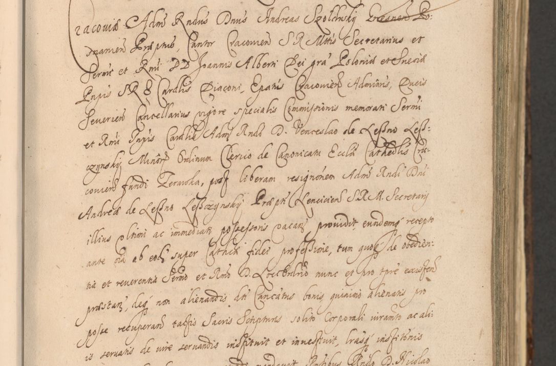 Zdjęcie nr 55 dla obiektu archiwalnego: Acta actorum, institutionum, resignationum, provisionum, decretorum, sententiarum, inscriptionum, testamentorum, confirmationum, ingrossationum, obligationum, quietationum, constitutionum R. D. Andreae Szołdrski, episcopi Kijoviensis, Gnesnensis et Posnaniensis praepositi, cantoris Cracoviensis, Vladislaviensis canonici, R. S. M. secretarii, episcopatus Cracoviensis in spiritualibus er temporalibus deputati anno 1633, 1634 et 1635