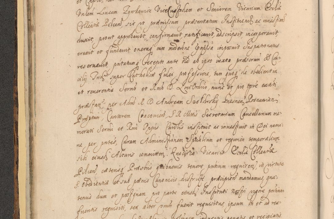 Zdjęcie nr 42 dla obiektu archiwalnego: Acta actorum, institutionum, resignationum, provisionum, decretorum, sententiarum, inscriptionum, testamentorum, confirmationum, ingrossationum, obligationum, quietationum, constitutionum R. D. Andreae Szołdrski, episcopi Kijoviensis, Gnesnensis et Posnaniensis praepositi, cantoris Cracoviensis, Vladislaviensis canonici, R. S. M. secretarii, episcopatus Cracoviensis in spiritualibus er temporalibus deputati anno 1633, 1634 et 1635