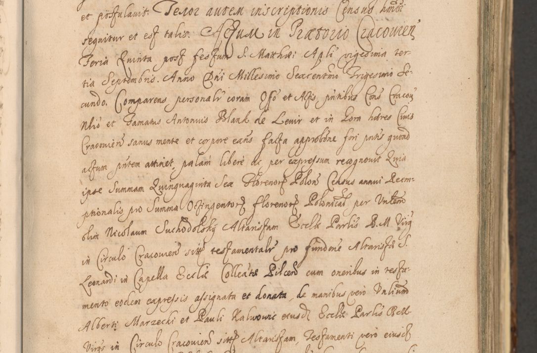 Zdjęcie nr 39 dla obiektu archiwalnego: Acta actorum, institutionum, resignationum, provisionum, decretorum, sententiarum, inscriptionum, testamentorum, confirmationum, ingrossationum, obligationum, quietationum, constitutionum R. D. Andreae Szołdrski, episcopi Kijoviensis, Gnesnensis et Posnaniensis praepositi, cantoris Cracoviensis, Vladislaviensis canonici, R. S. M. secretarii, episcopatus Cracoviensis in spiritualibus er temporalibus deputati anno 1633, 1634 et 1635
