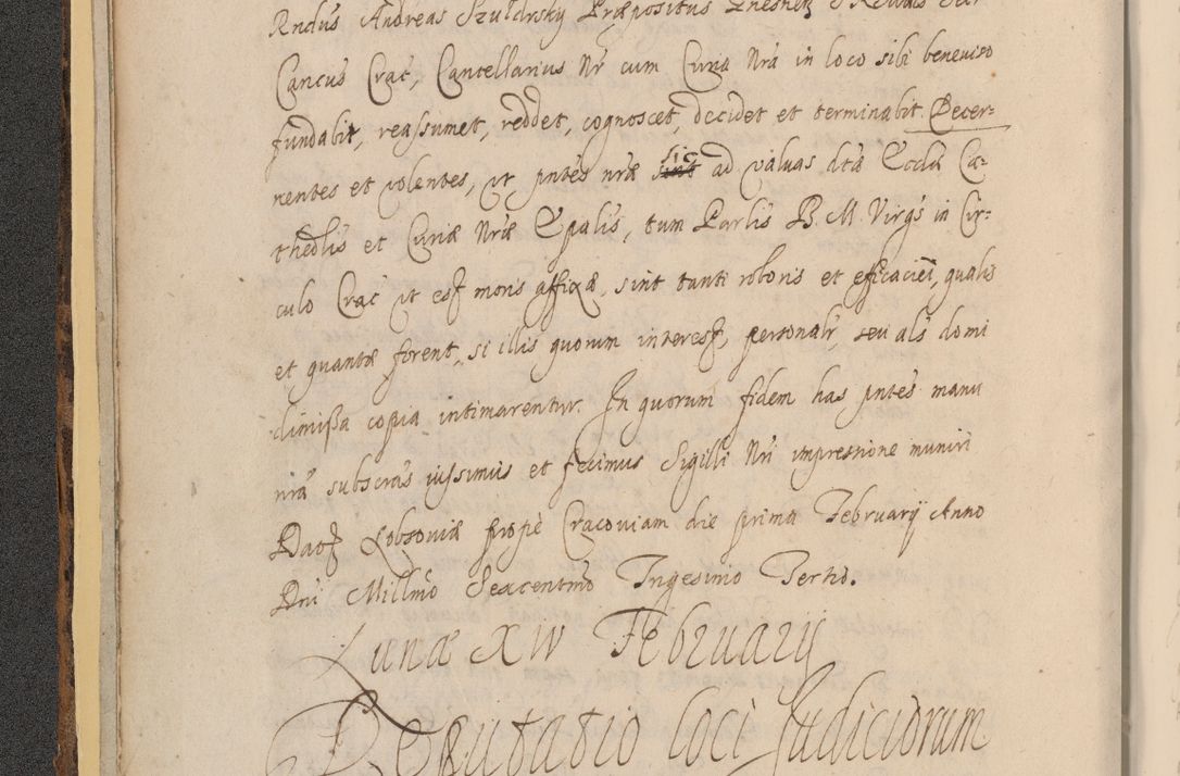 Zdjęcie nr 24 dla obiektu archiwalnego: Acta actorum, institutionum, resignationum, provisionum, decretorum, sententiarum, inscriptionum, testamentorum, confirmationum, ingrossationum, obligationum, quietationum, constitutionum R. D. Andreae Szołdrski, episcopi Kijoviensis, Gnesnensis et Posnaniensis praepositi, cantoris Cracoviensis, Vladislaviensis canonici, R. S. M. secretarii, episcopatus Cracoviensis in spiritualibus er temporalibus deputati anno 1633, 1634 et 1635
