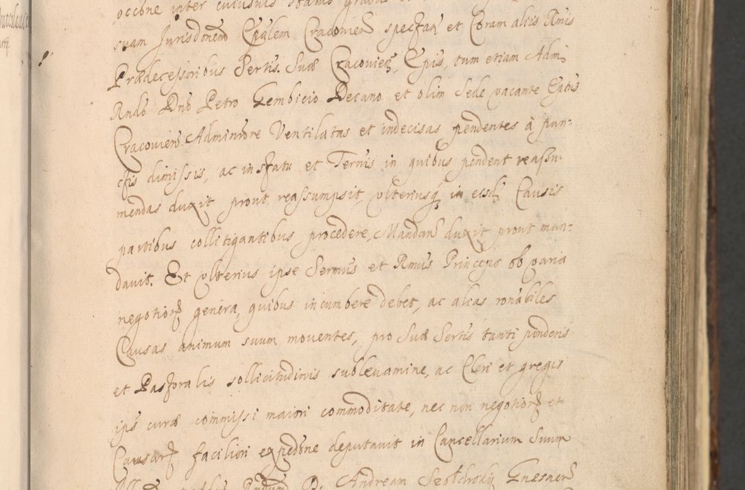 Zdjęcie nr 21 dla obiektu archiwalnego: Acta actorum, institutionum, resignationum, provisionum, decretorum, sententiarum, inscriptionum, testamentorum, confirmationum, ingrossationum, obligationum, quietationum, constitutionum R. D. Andreae Szołdrski, episcopi Kijoviensis, Gnesnensis et Posnaniensis praepositi, cantoris Cracoviensis, Vladislaviensis canonici, R. S. M. secretarii, episcopatus Cracoviensis in spiritualibus er temporalibus deputati anno 1633, 1634 et 1635