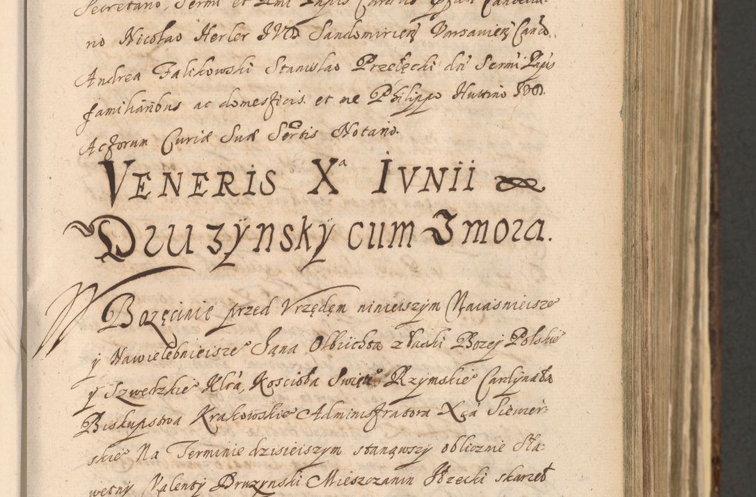 Zdjęcie nr 215 dla obiektu archiwalnego: Acta actorum, institutionum, resignationum, provisionum, decretorum, sententiarum, inscriptionum, testamentorum, confirmationum, ingrossationum, obligationum, quietationum, constitutionum R. D. Andreae Szołdrski, episcopi Kijoviensis, Gnesnensis et Posnaniensis praepositi, cantoris Cracoviensis, Vladislaviensis canonici, R. S. M. secretarii, episcopatus Cracoviensis in spiritualibus er temporalibus deputati anno 1633, 1634 et 1635