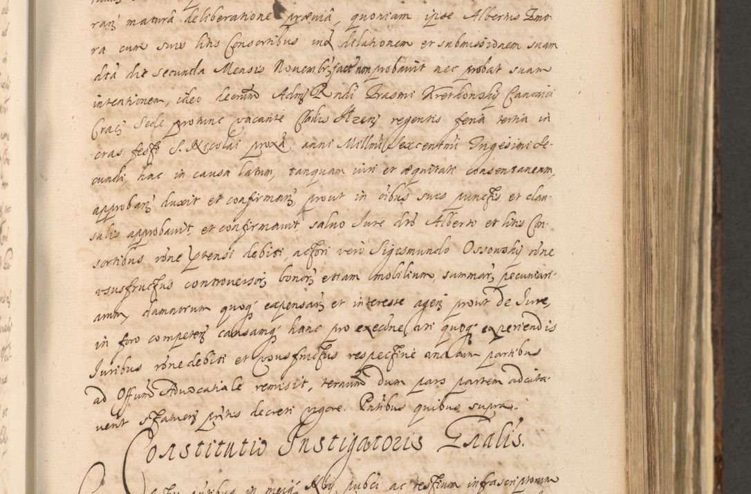 Zdjęcie nr 401 dla obiektu archiwalnego: Acta actorum, institutionum, resignationum, provisionum, decretorum, sententiarum, inscriptionum, testamentorum, confirmationum, ingrossationum, obligationum, quietationum, constitutionum R. D. Andreae Szołdrski, episcopi Kijoviensis, Gnesnensis et Posnaniensis praepositi, cantoris Cracoviensis, Vladislaviensis canonici, R. S. M. secretarii, episcopatus Cracoviensis in spiritualibus er temporalibus deputati anno 1633, 1634 et 1635