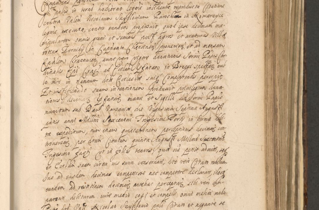 Zdjęcie nr 383 dla obiektu archiwalnego: Acta actorum, institutionum, resignationum, provisionum, decretorum, sententiarum, inscriptionum, testamentorum, confirmationum, ingrossationum, obligationum, quietationum, constitutionum R. D. Andreae Szołdrski, episcopi Kijoviensis, Gnesnensis et Posnaniensis praepositi, cantoris Cracoviensis, Vladislaviensis canonici, R. S. M. secretarii, episcopatus Cracoviensis in spiritualibus er temporalibus deputati anno 1633, 1634 et 1635