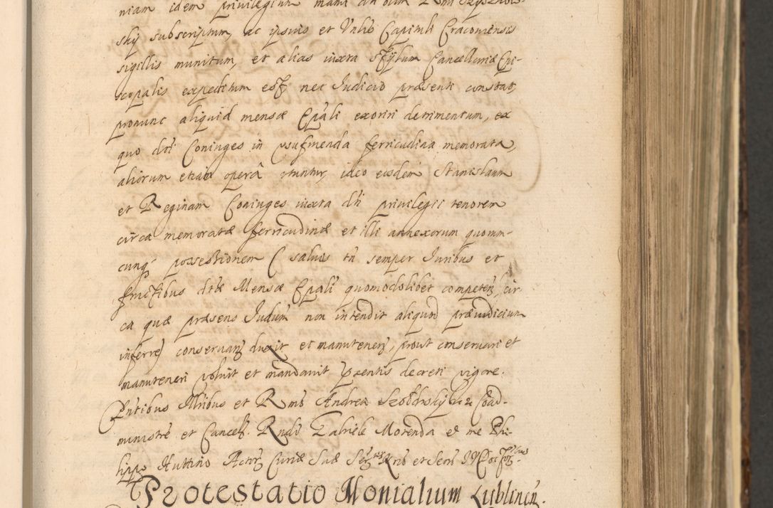 Zdjęcie nr 357 dla obiektu archiwalnego: Acta actorum, institutionum, resignationum, provisionum, decretorum, sententiarum, inscriptionum, testamentorum, confirmationum, ingrossationum, obligationum, quietationum, constitutionum R. D. Andreae Szołdrski, episcopi Kijoviensis, Gnesnensis et Posnaniensis praepositi, cantoris Cracoviensis, Vladislaviensis canonici, R. S. M. secretarii, episcopatus Cracoviensis in spiritualibus er temporalibus deputati anno 1633, 1634 et 1635