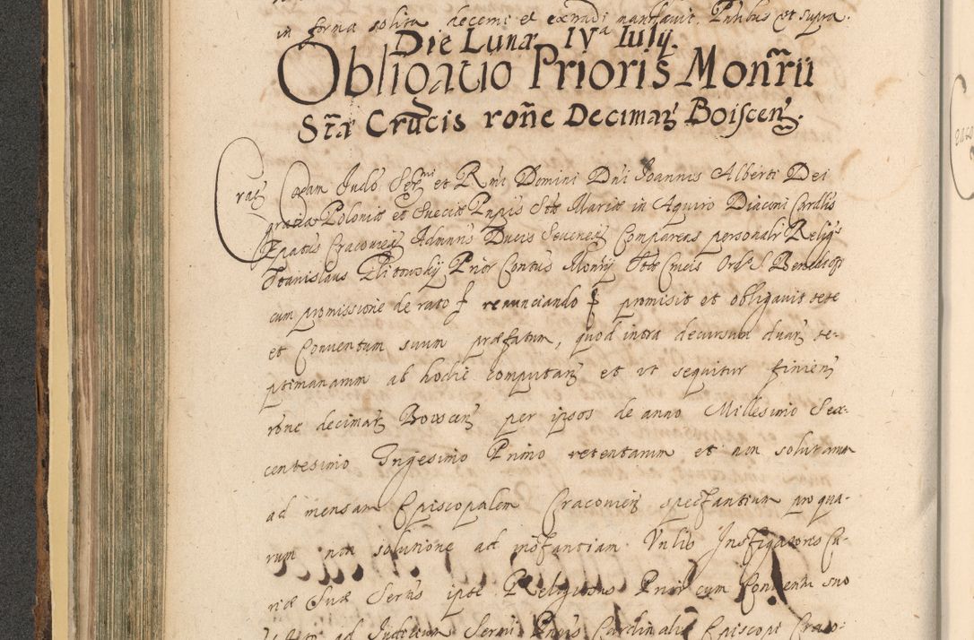 Zdjęcie nr 260 dla obiektu archiwalnego: Acta actorum, institutionum, resignationum, provisionum, decretorum, sententiarum, inscriptionum, testamentorum, confirmationum, ingrossationum, obligationum, quietationum, constitutionum R. D. Andreae Szołdrski, episcopi Kijoviensis, Gnesnensis et Posnaniensis praepositi, cantoris Cracoviensis, Vladislaviensis canonici, R. S. M. secretarii, episcopatus Cracoviensis in spiritualibus er temporalibus deputati anno 1633, 1634 et 1635