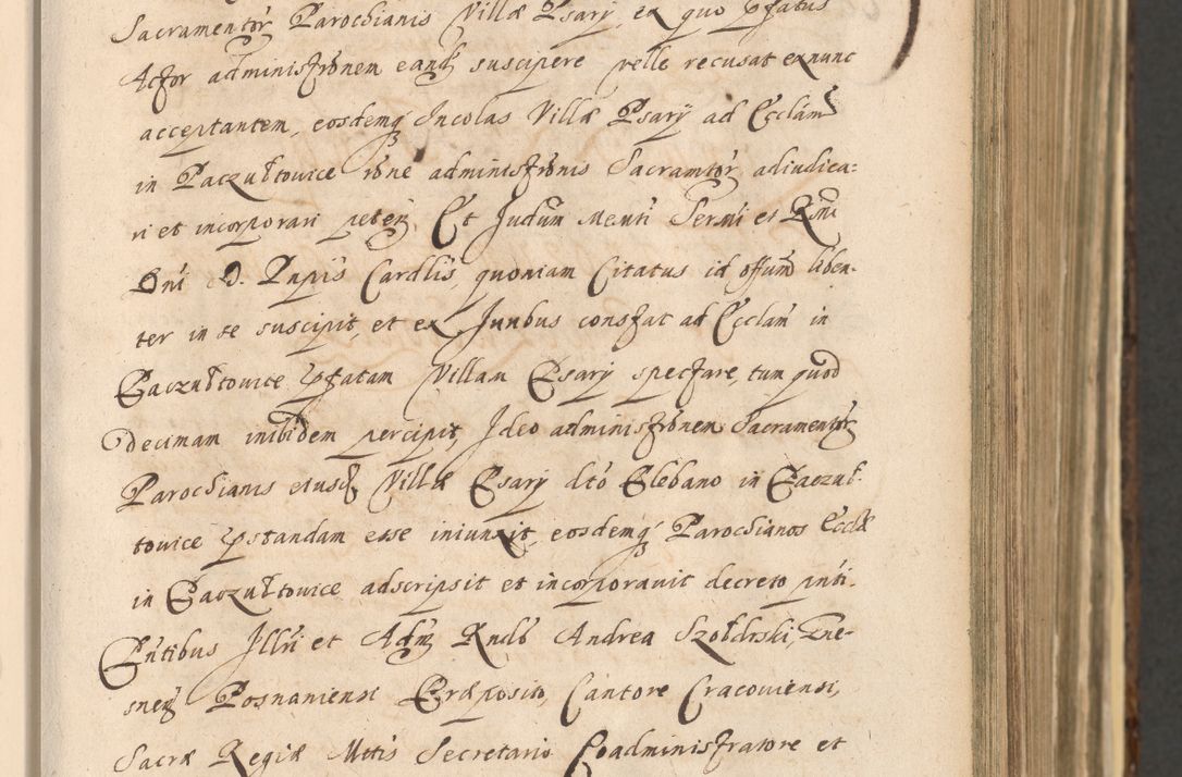 Zdjęcie nr 227 dla obiektu archiwalnego: Acta actorum, institutionum, resignationum, provisionum, decretorum, sententiarum, inscriptionum, testamentorum, confirmationum, ingrossationum, obligationum, quietationum, constitutionum R. D. Andreae Szołdrski, episcopi Kijoviensis, Gnesnensis et Posnaniensis praepositi, cantoris Cracoviensis, Vladislaviensis canonici, R. S. M. secretarii, episcopatus Cracoviensis in spiritualibus er temporalibus deputati anno 1633, 1634 et 1635