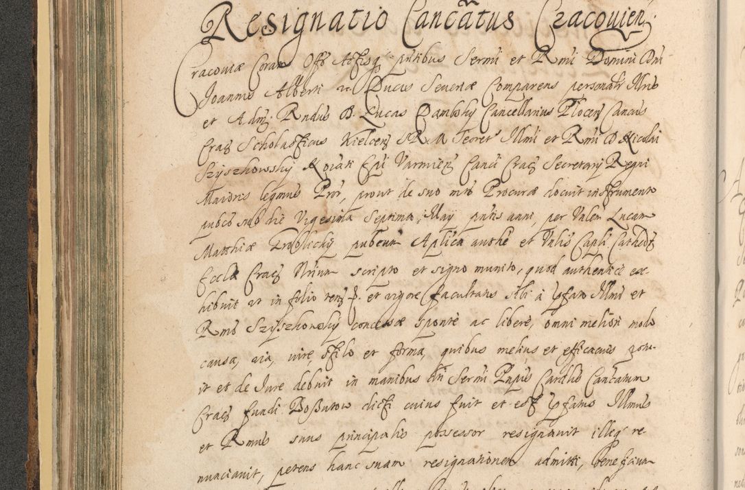 Zdjęcie nr 222 dla obiektu archiwalnego: Acta actorum, institutionum, resignationum, provisionum, decretorum, sententiarum, inscriptionum, testamentorum, confirmationum, ingrossationum, obligationum, quietationum, constitutionum R. D. Andreae Szołdrski, episcopi Kijoviensis, Gnesnensis et Posnaniensis praepositi, cantoris Cracoviensis, Vladislaviensis canonici, R. S. M. secretarii, episcopatus Cracoviensis in spiritualibus er temporalibus deputati anno 1633, 1634 et 1635