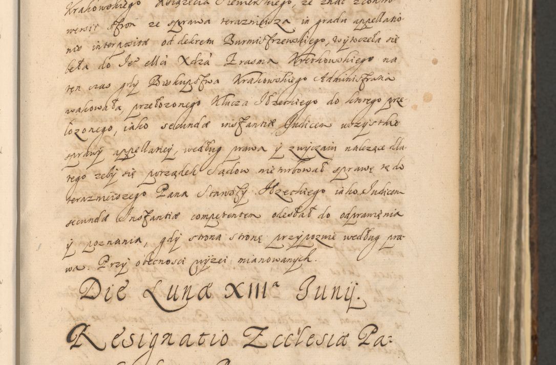 Zdjęcie nr 219 dla obiektu archiwalnego: Acta actorum, institutionum, resignationum, provisionum, decretorum, sententiarum, inscriptionum, testamentorum, confirmationum, ingrossationum, obligationum, quietationum, constitutionum R. D. Andreae Szołdrski, episcopi Kijoviensis, Gnesnensis et Posnaniensis praepositi, cantoris Cracoviensis, Vladislaviensis canonici, R. S. M. secretarii, episcopatus Cracoviensis in spiritualibus er temporalibus deputati anno 1633, 1634 et 1635