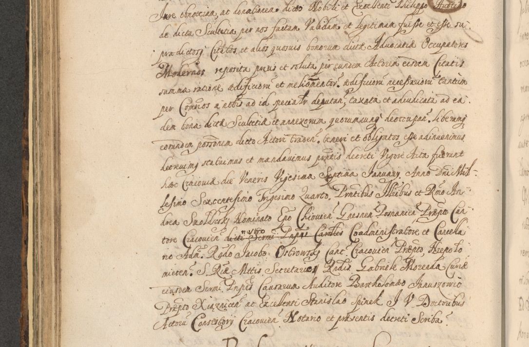 Zdjęcie nr 554 dla obiektu archiwalnego: Acta actorum, institutionum, resignationum, provisionum, decretorum, sententiarum, inscriptionum, testamentorum, confirmationum, ingrossationum, obligationum, quietationum, constitutionum R. D. Andreae Szołdrski, episcopi Kijoviensis, Gnesnensis et Posnaniensis praepositi, cantoris Cracoviensis, Vladislaviensis canonici, R. S. M. secretarii, episcopatus Cracoviensis in spiritualibus er temporalibus deputati anno 1633, 1634 et 1635