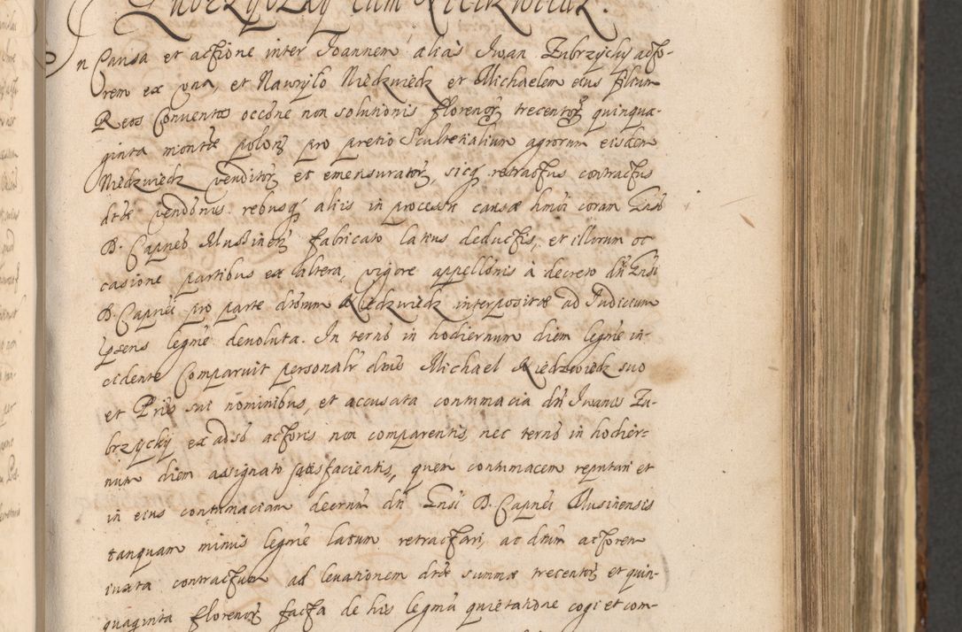 Zdjęcie nr 485 dla obiektu archiwalnego: Acta actorum, institutionum, resignationum, provisionum, decretorum, sententiarum, inscriptionum, testamentorum, confirmationum, ingrossationum, obligationum, quietationum, constitutionum R. D. Andreae Szołdrski, episcopi Kijoviensis, Gnesnensis et Posnaniensis praepositi, cantoris Cracoviensis, Vladislaviensis canonici, R. S. M. secretarii, episcopatus Cracoviensis in spiritualibus er temporalibus deputati anno 1633, 1634 et 1635