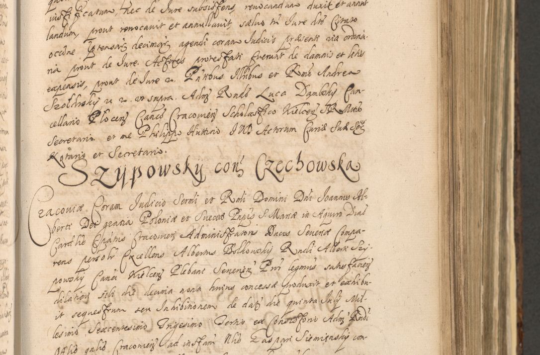 Zdjęcie nr 433 dla obiektu archiwalnego: Acta actorum, institutionum, resignationum, provisionum, decretorum, sententiarum, inscriptionum, testamentorum, confirmationum, ingrossationum, obligationum, quietationum, constitutionum R. D. Andreae Szołdrski, episcopi Kijoviensis, Gnesnensis et Posnaniensis praepositi, cantoris Cracoviensis, Vladislaviensis canonici, R. S. M. secretarii, episcopatus Cracoviensis in spiritualibus er temporalibus deputati anno 1633, 1634 et 1635