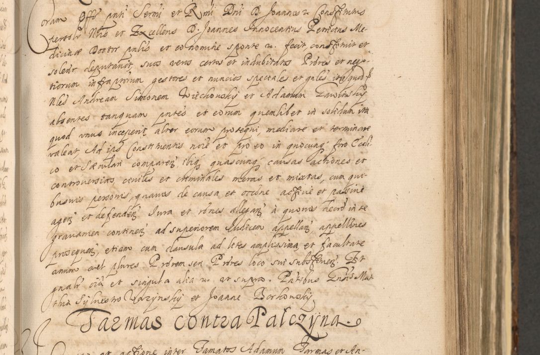 Zdjęcie nr 425 dla obiektu archiwalnego: Acta actorum, institutionum, resignationum, provisionum, decretorum, sententiarum, inscriptionum, testamentorum, confirmationum, ingrossationum, obligationum, quietationum, constitutionum R. D. Andreae Szołdrski, episcopi Kijoviensis, Gnesnensis et Posnaniensis praepositi, cantoris Cracoviensis, Vladislaviensis canonici, R. S. M. secretarii, episcopatus Cracoviensis in spiritualibus er temporalibus deputati anno 1633, 1634 et 1635