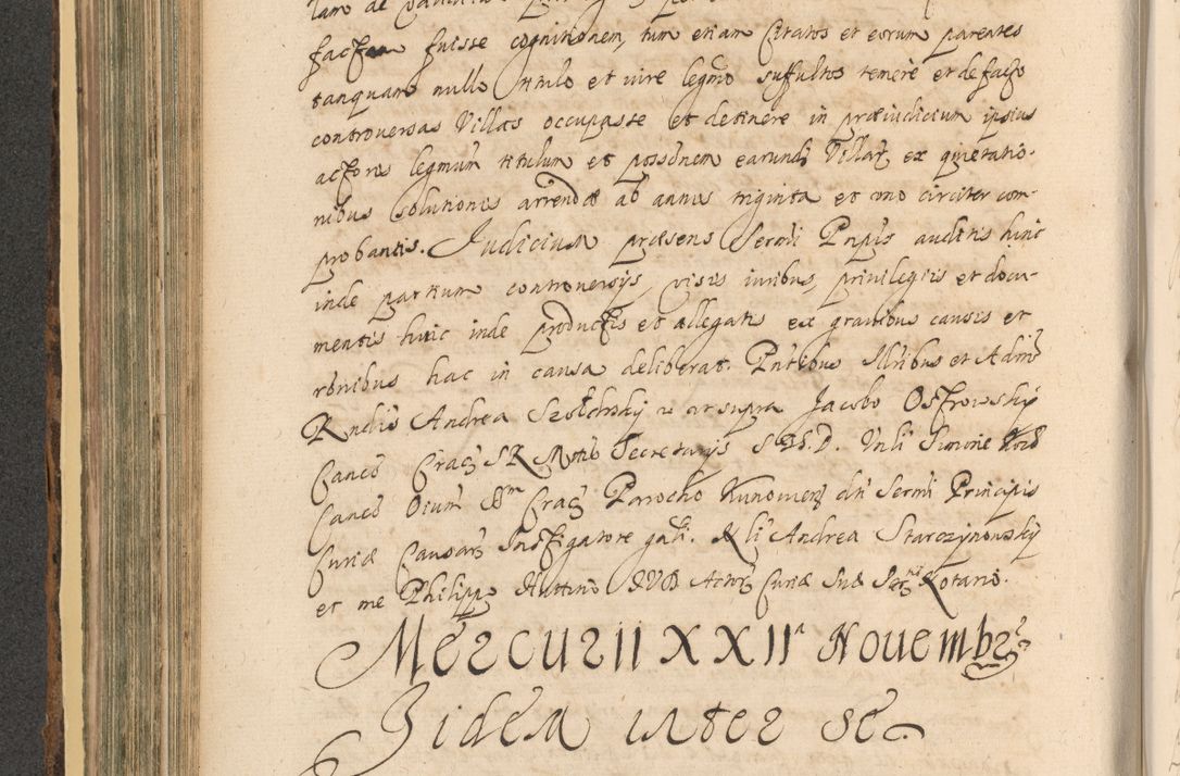 Zdjęcie nr 418 dla obiektu archiwalnego: Acta actorum, institutionum, resignationum, provisionum, decretorum, sententiarum, inscriptionum, testamentorum, confirmationum, ingrossationum, obligationum, quietationum, constitutionum R. D. Andreae Szołdrski, episcopi Kijoviensis, Gnesnensis et Posnaniensis praepositi, cantoris Cracoviensis, Vladislaviensis canonici, R. S. M. secretarii, episcopatus Cracoviensis in spiritualibus er temporalibus deputati anno 1633, 1634 et 1635