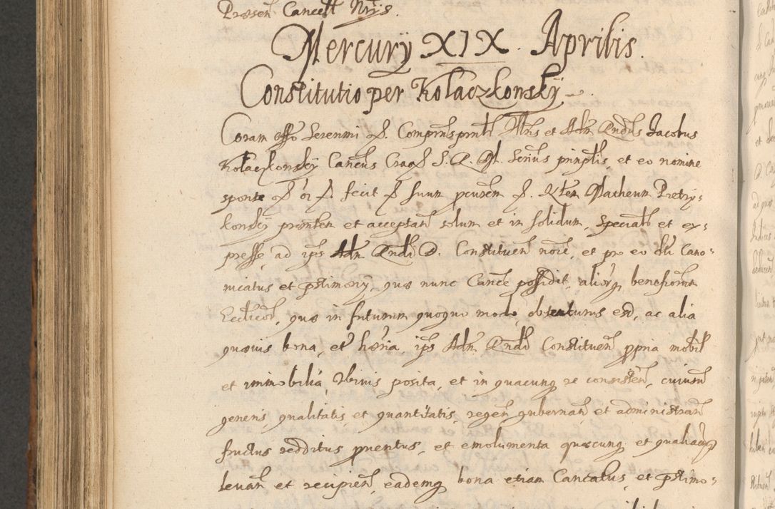 Zdjęcie nr 786 dla obiektu archiwalnego: Acta actorum, institutionum, resignationum, provisionum, decretorum, sententiarum, inscriptionum, testamentorum, confirmationum, ingrossationum, obligationum, quietationum, constitutionum R. D. Andreae Szołdrski, episcopi Kijoviensis, Gnesnensis et Posnaniensis praepositi, cantoris Cracoviensis, Vladislaviensis canonici, R. S. M. secretarii, episcopatus Cracoviensis in spiritualibus er temporalibus deputati anno 1633, 1634 et 1635
