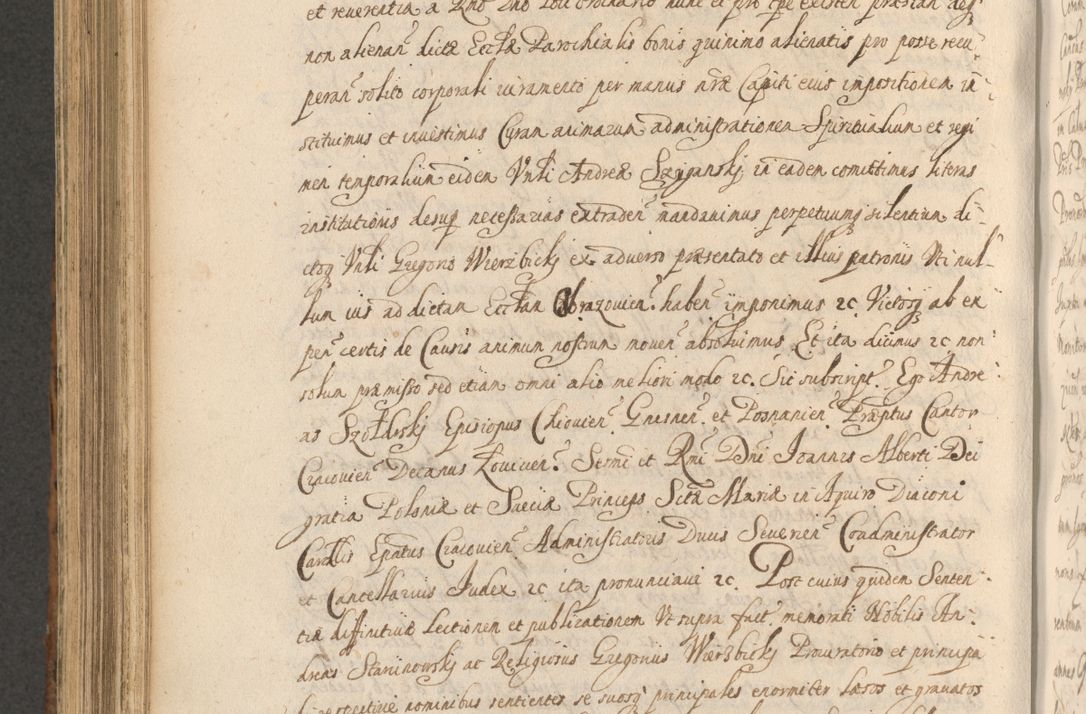 Zdjęcie nr 778 dla obiektu archiwalnego: Acta actorum, institutionum, resignationum, provisionum, decretorum, sententiarum, inscriptionum, testamentorum, confirmationum, ingrossationum, obligationum, quietationum, constitutionum R. D. Andreae Szołdrski, episcopi Kijoviensis, Gnesnensis et Posnaniensis praepositi, cantoris Cracoviensis, Vladislaviensis canonici, R. S. M. secretarii, episcopatus Cracoviensis in spiritualibus er temporalibus deputati anno 1633, 1634 et 1635