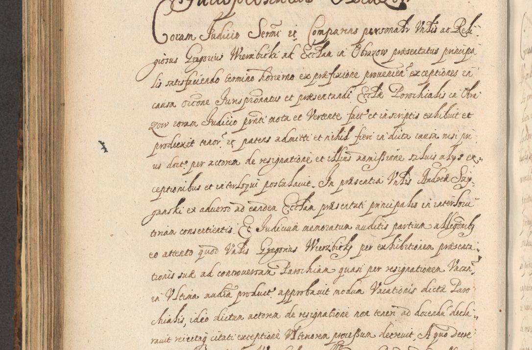 Zdjęcie nr 718 dla obiektu archiwalnego: Acta actorum, institutionum, resignationum, provisionum, decretorum, sententiarum, inscriptionum, testamentorum, confirmationum, ingrossationum, obligationum, quietationum, constitutionum R. D. Andreae Szołdrski, episcopi Kijoviensis, Gnesnensis et Posnaniensis praepositi, cantoris Cracoviensis, Vladislaviensis canonici, R. S. M. secretarii, episcopatus Cracoviensis in spiritualibus er temporalibus deputati anno 1633, 1634 et 1635