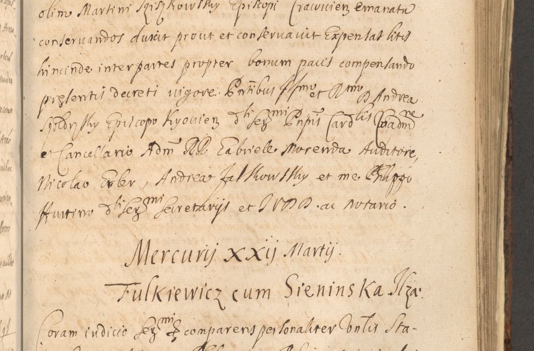 Zdjęcie nr 703 dla obiektu archiwalnego: Acta actorum, institutionum, resignationum, provisionum, decretorum, sententiarum, inscriptionum, testamentorum, confirmationum, ingrossationum, obligationum, quietationum, constitutionum R. D. Andreae Szołdrski, episcopi Kijoviensis, Gnesnensis et Posnaniensis praepositi, cantoris Cracoviensis, Vladislaviensis canonici, R. S. M. secretarii, episcopatus Cracoviensis in spiritualibus er temporalibus deputati anno 1633, 1634 et 1635