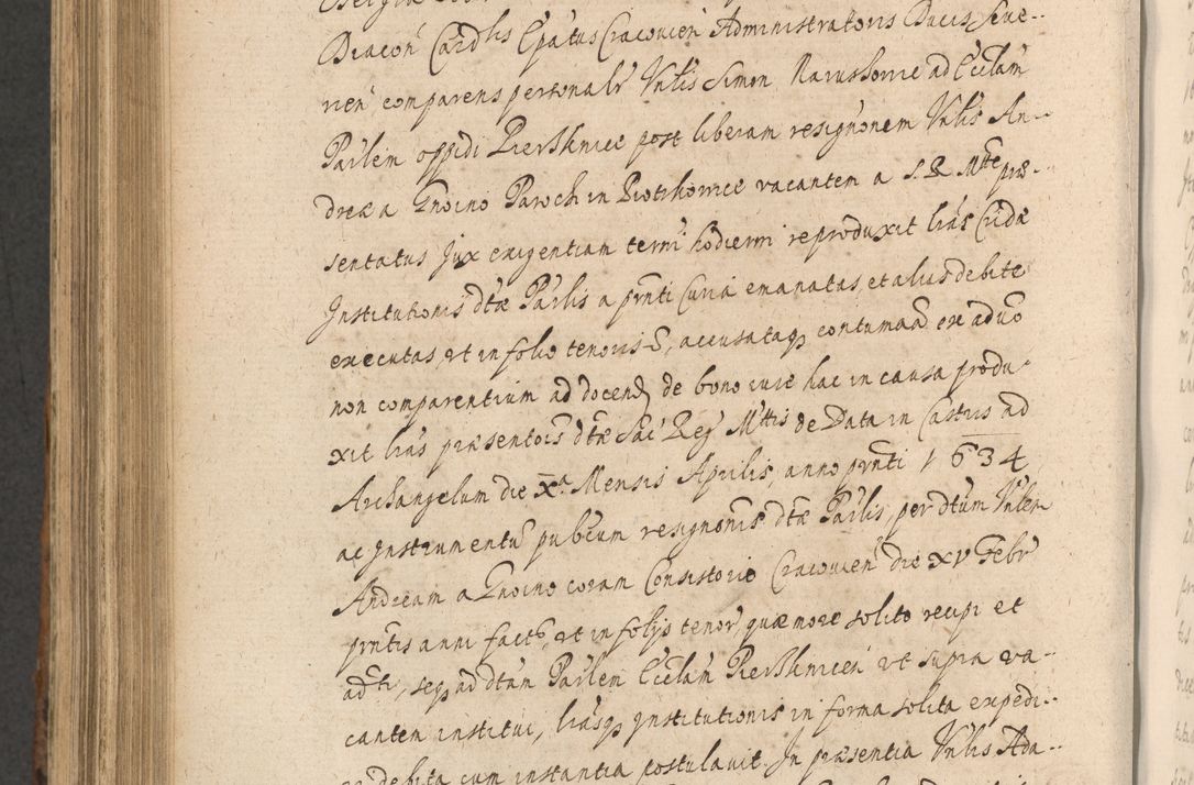 Zdjęcie nr 896 dla obiektu archiwalnego: Acta actorum, institutionum, resignationum, provisionum, decretorum, sententiarum, inscriptionum, testamentorum, confirmationum, ingrossationum, obligationum, quietationum, constitutionum R. D. Andreae Szołdrski, episcopi Kijoviensis, Gnesnensis et Posnaniensis praepositi, cantoris Cracoviensis, Vladislaviensis canonici, R. S. M. secretarii, episcopatus Cracoviensis in spiritualibus er temporalibus deputati anno 1633, 1634 et 1635