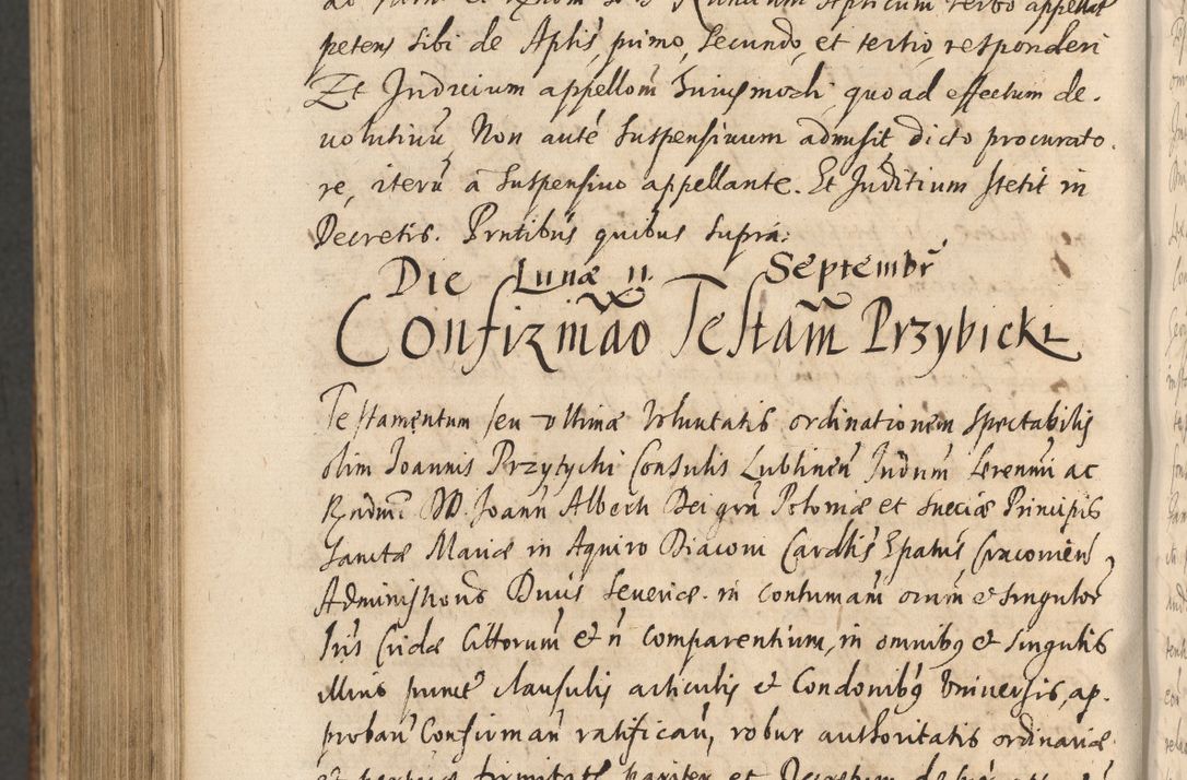 Zdjęcie nr 1202 dla obiektu archiwalnego: Acta actorum, institutionum, resignationum, provisionum, decretorum, sententiarum, inscriptionum, testamentorum, confirmationum, ingrossationum, obligationum, quietationum, constitutionum R. D. Andreae Szołdrski, episcopi Kijoviensis, Gnesnensis et Posnaniensis praepositi, cantoris Cracoviensis, Vladislaviensis canonici, R. S. M. secretarii, episcopatus Cracoviensis in spiritualibus er temporalibus deputati anno 1633, 1634 et 1635