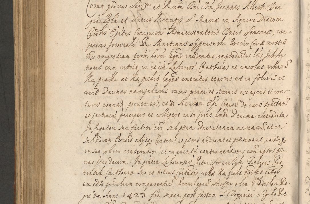 Zdjęcie nr 1100 dla obiektu archiwalnego: Acta actorum, institutionum, resignationum, provisionum, decretorum, sententiarum, inscriptionum, testamentorum, confirmationum, ingrossationum, obligationum, quietationum, constitutionum R. D. Andreae Szołdrski, episcopi Kijoviensis, Gnesnensis et Posnaniensis praepositi, cantoris Cracoviensis, Vladislaviensis canonici, R. S. M. secretarii, episcopatus Cracoviensis in spiritualibus er temporalibus deputati anno 1633, 1634 et 1635