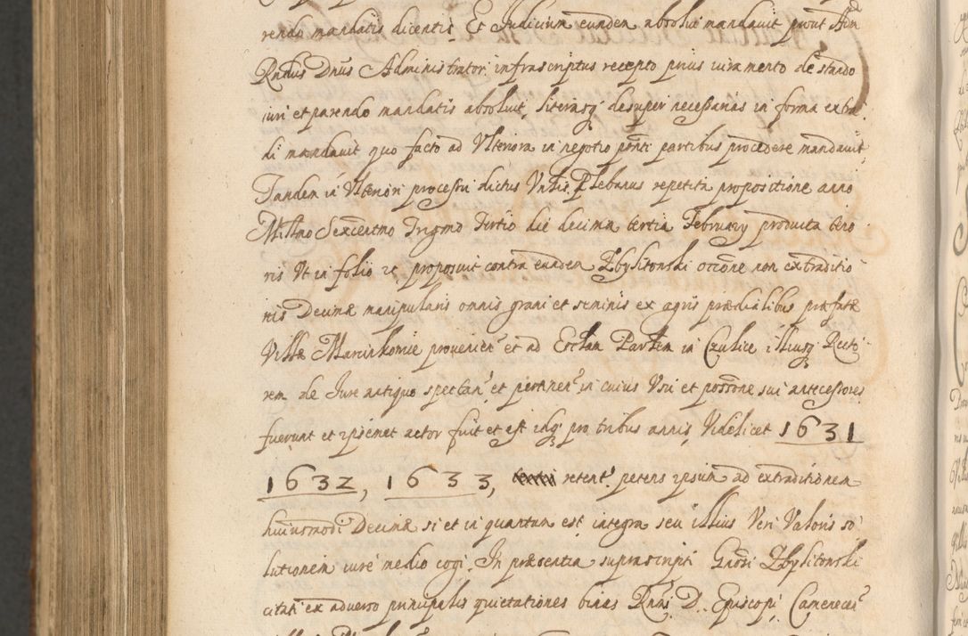 Zdjęcie nr 1354 dla obiektu archiwalnego: Acta actorum, institutionum, resignationum, provisionum, decretorum, sententiarum, inscriptionum, testamentorum, confirmationum, ingrossationum, obligationum, quietationum, constitutionum R. D. Andreae Szołdrski, episcopi Kijoviensis, Gnesnensis et Posnaniensis praepositi, cantoris Cracoviensis, Vladislaviensis canonici, R. S. M. secretarii, episcopatus Cracoviensis in spiritualibus er temporalibus deputati anno 1633, 1634 et 1635