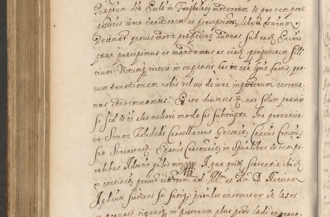 Zdjęcie nr 1264 dla obiektu archiwalnego: Acta actorum, institutionum, resignationum, provisionum, decretorum, sententiarum, inscriptionum, testamentorum, confirmationum, ingrossationum, obligationum, quietationum, constitutionum R. D. Andreae Szołdrski, episcopi Kijoviensis, Gnesnensis et Posnaniensis praepositi, cantoris Cracoviensis, Vladislaviensis canonici, R. S. M. secretarii, episcopatus Cracoviensis in spiritualibus er temporalibus deputati anno 1633, 1634 et 1635