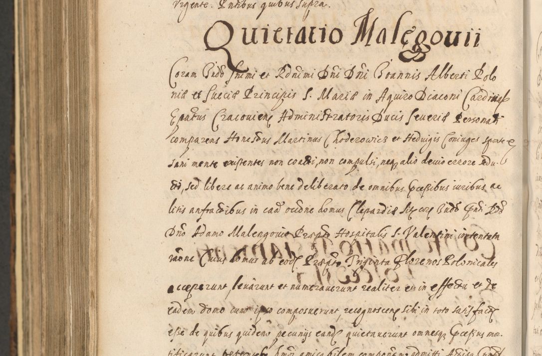 Zdjęcie nr 1460 dla obiektu archiwalnego: Acta actorum, institutionum, resignationum, provisionum, decretorum, sententiarum, inscriptionum, testamentorum, confirmationum, ingrossationum, obligationum, quietationum, constitutionum R. D. Andreae Szołdrski, episcopi Kijoviensis, Gnesnensis et Posnaniensis praepositi, cantoris Cracoviensis, Vladislaviensis canonici, R. S. M. secretarii, episcopatus Cracoviensis in spiritualibus er temporalibus deputati anno 1633, 1634 et 1635