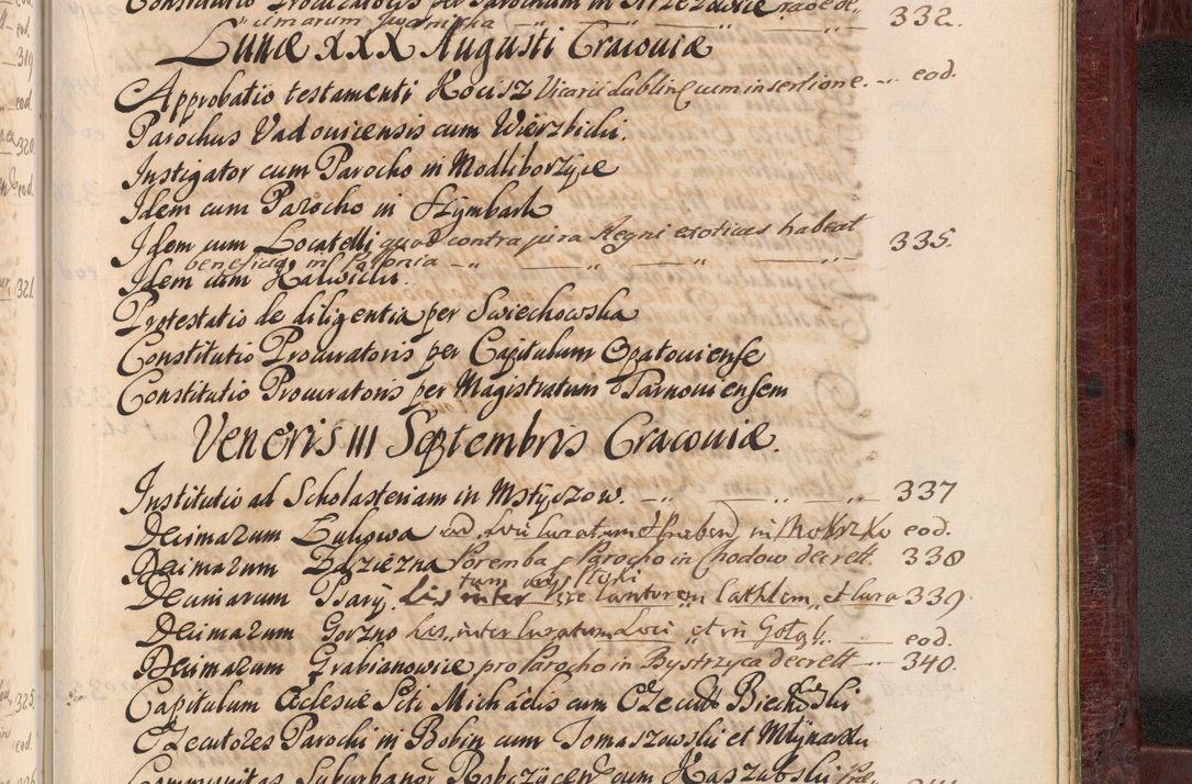 Zdjęcie nr 1496 dla obiektu archiwalnego: Acta actorum episcopalium R. D. Andreae Trzebicki, episcopi Cracoviensis et ducis Severiae a die 29 Maii 1676 ad 1678 inclusive. Volumen VII