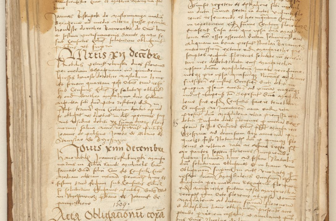 Zdjęcie nr 165 dla obiektu archiwalnego: [Acta] obligation[um] coram reverendo p[atre] domino Johanne de Starzechouicze decretor[um] doctore, scolastico Visl[i]ciensi, canonico et in spirituali[bus] vicario generali Crac[oviensi] ad annum Domini m[ille]simum quingentesimum [quartum], indicione septim[a], [pon]tificatus sancti[ssimi in] Christo patris [domini nostri] domini Julii divina pro[vi]dencia pape secundi, anno primo feliciter i[nci]piunt.