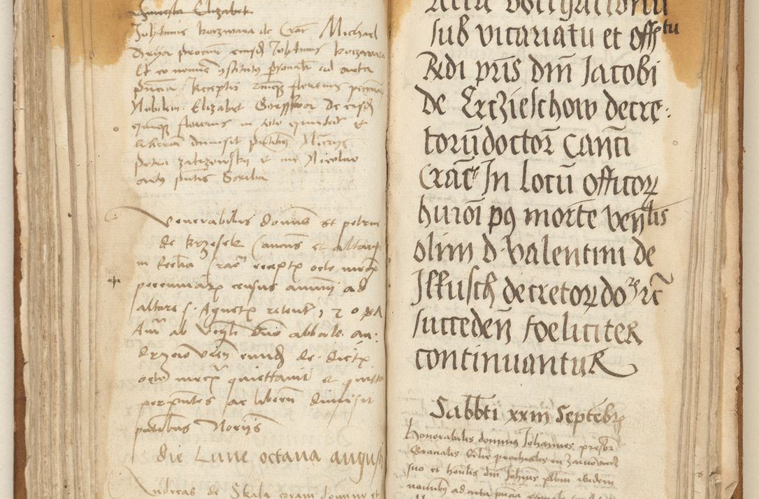 Zdjęcie nr 162 dla obiektu archiwalnego: [Acta] obligation[um] coram reverendo p[atre] domino Johanne de Starzechouicze decretor[um] doctore, scolastico Visl[i]ciensi, canonico et in spirituali[bus] vicario generali Crac[oviensi] ad annum Domini m[ille]simum quingentesimum [quartum], indicione septim[a], [pon]tificatus sancti[ssimi in] Christo patris [domini nostri] domini Julii divina pro[vi]dencia pape secundi, anno primo feliciter i[nci]piunt.