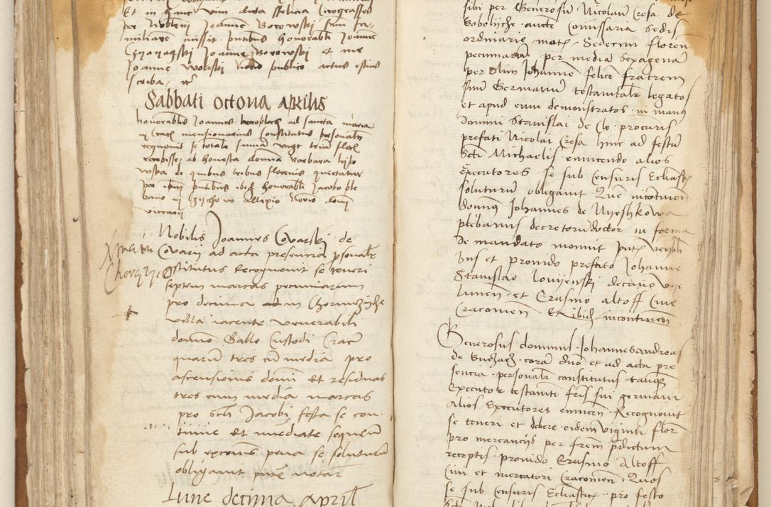 Zdjęcie nr 156 dla obiektu archiwalnego: [Acta] obligation[um] coram reverendo p[atre] domino Johanne de Starzechouicze decretor[um] doctore, scolastico Visl[i]ciensi, canonico et in spirituali[bus] vicario generali Crac[oviensi] ad annum Domini m[ille]simum quingentesimum [quartum], indicione septim[a], [pon]tificatus sancti[ssimi in] Christo patris [domini nostri] domini Julii divina pro[vi]dencia pape secundi, anno primo feliciter i[nci]piunt.