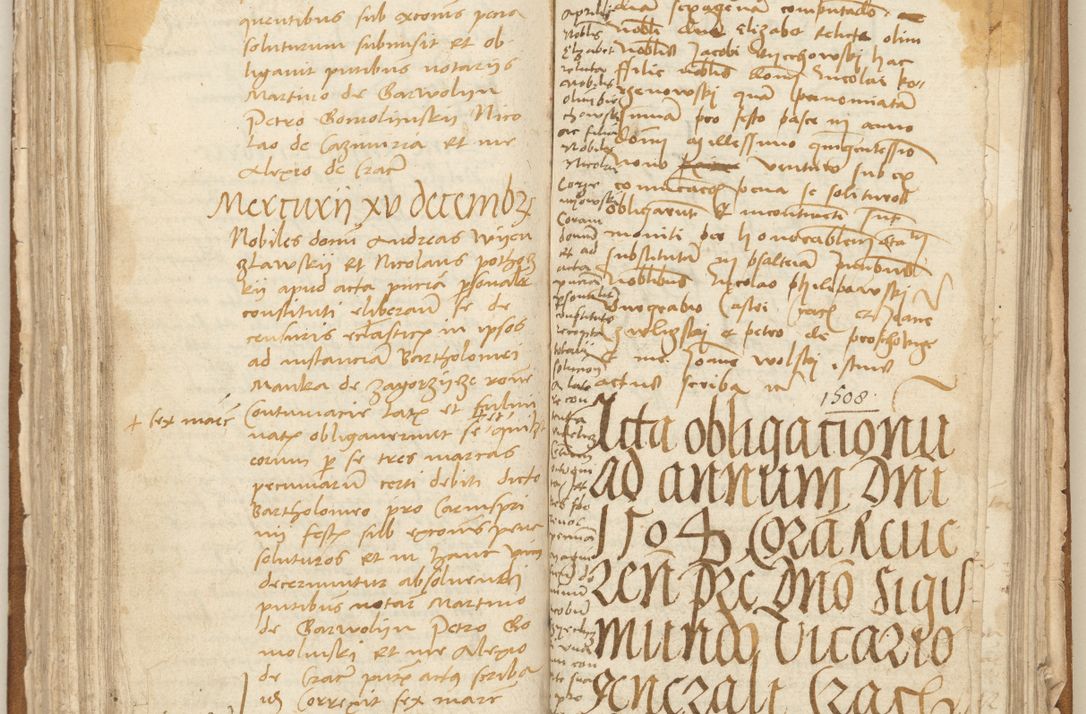 Zdjęcie nr 143 dla obiektu archiwalnego: [Acta] obligation[um] coram reverendo p[atre] domino Johanne de Starzechouicze decretor[um] doctore, scolastico Visl[i]ciensi, canonico et in spirituali[bus] vicario generali Crac[oviensi] ad annum Domini m[ille]simum quingentesimum [quartum], indicione septim[a], [pon]tificatus sancti[ssimi in] Christo patris [domini nostri] domini Julii divina pro[vi]dencia pape secundi, anno primo feliciter i[nci]piunt.