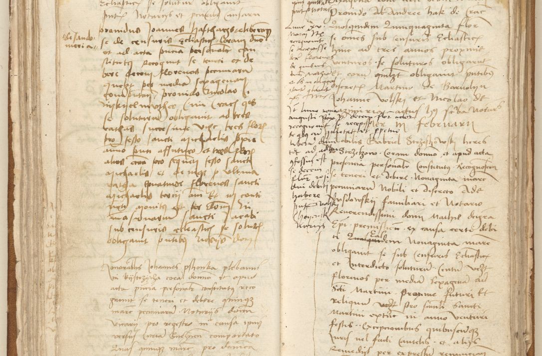 Zdjęcie nr 102 dla obiektu archiwalnego: [Acta] obligation[um] coram reverendo p[atre] domino Johanne de Starzechouicze decretor[um] doctore, scolastico Visl[i]ciensi, canonico et in spirituali[bus] vicario generali Crac[oviensi] ad annum Domini m[ille]simum quingentesimum [quartum], indicione septim[a], [pon]tificatus sancti[ssimi in] Christo patris [domini nostri] domini Julii divina pro[vi]dencia pape secundi, anno primo feliciter i[nci]piunt.