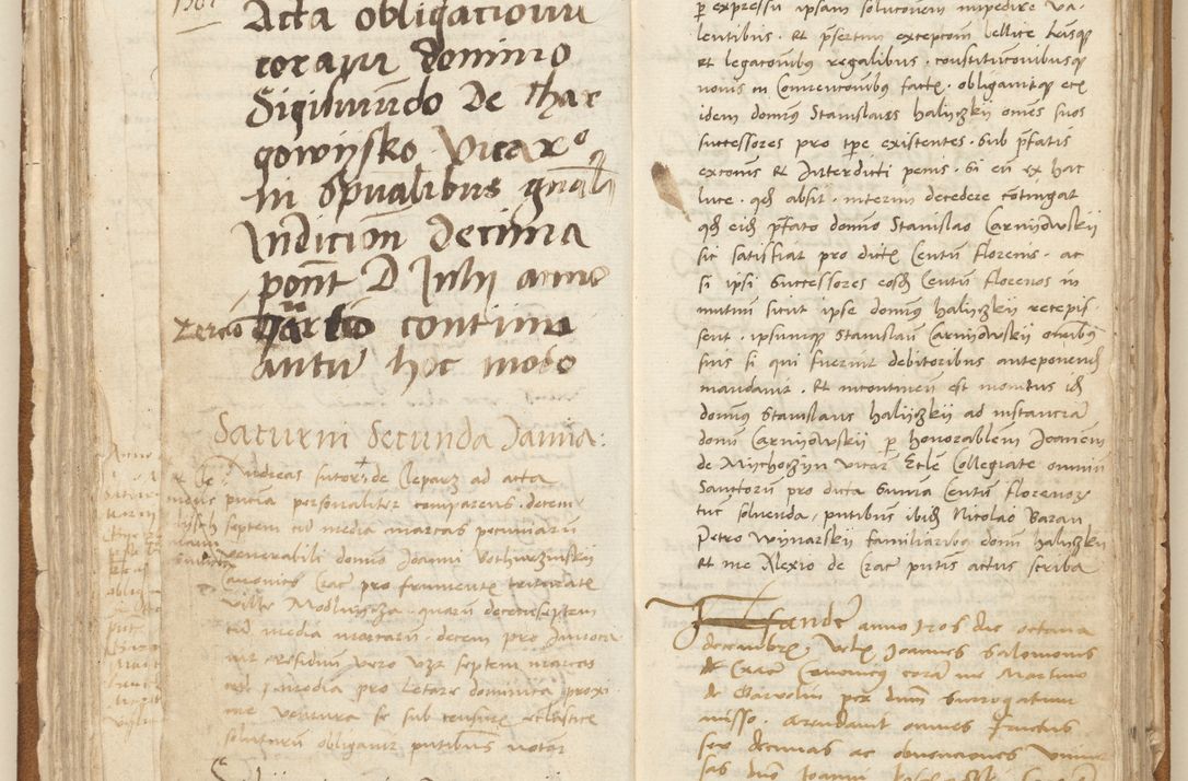 Zdjęcie nr 99 dla obiektu archiwalnego: [Acta] obligation[um] coram reverendo p[atre] domino Johanne de Starzechouicze decretor[um] doctore, scolastico Visl[i]ciensi, canonico et in spirituali[bus] vicario generali Crac[oviensi] ad annum Domini m[ille]simum quingentesimum [quartum], indicione septim[a], [pon]tificatus sancti[ssimi in] Christo patris [domini nostri] domini Julii divina pro[vi]dencia pape secundi, anno primo feliciter i[nci]piunt.