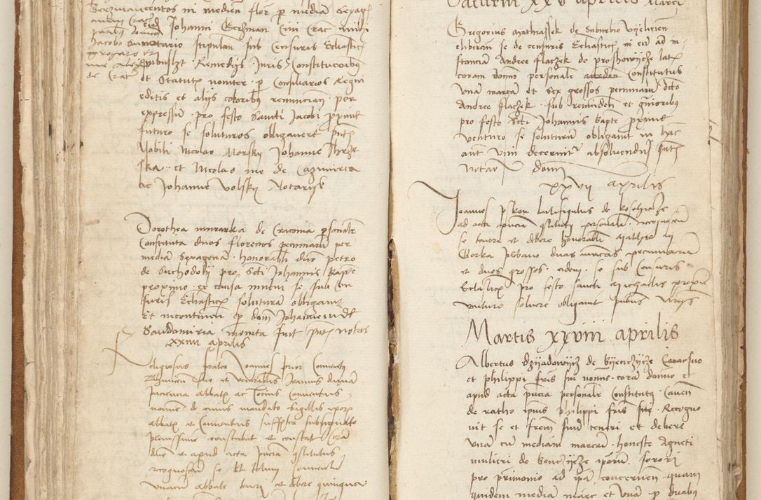 Zdjęcie nr 85 dla obiektu archiwalnego: [Acta] obligation[um] coram reverendo p[atre] domino Johanne de Starzechouicze decretor[um] doctore, scolastico Visl[i]ciensi, canonico et in spirituali[bus] vicario generali Crac[oviensi] ad annum Domini m[ille]simum quingentesimum [quartum], indicione septim[a], [pon]tificatus sancti[ssimi in] Christo patris [domini nostri] domini Julii divina pro[vi]dencia pape secundi, anno primo feliciter i[nci]piunt.