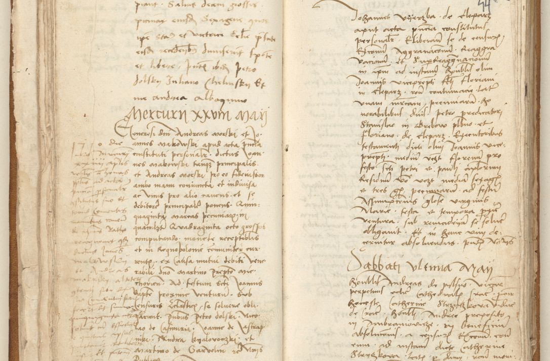 Zdjęcie nr 46 dla obiektu archiwalnego: [Acta] obligation[um] coram reverendo p[atre] domino Johanne de Starzechouicze decretor[um] doctore, scolastico Visl[i]ciensi, canonico et in spirituali[bus] vicario generali Crac[oviensi] ad annum Domini m[ille]simum quingentesimum [quartum], indicione septim[a], [pon]tificatus sancti[ssimi in] Christo patris [domini nostri] domini Julii divina pro[vi]dencia pape secundi, anno primo feliciter i[nci]piunt.