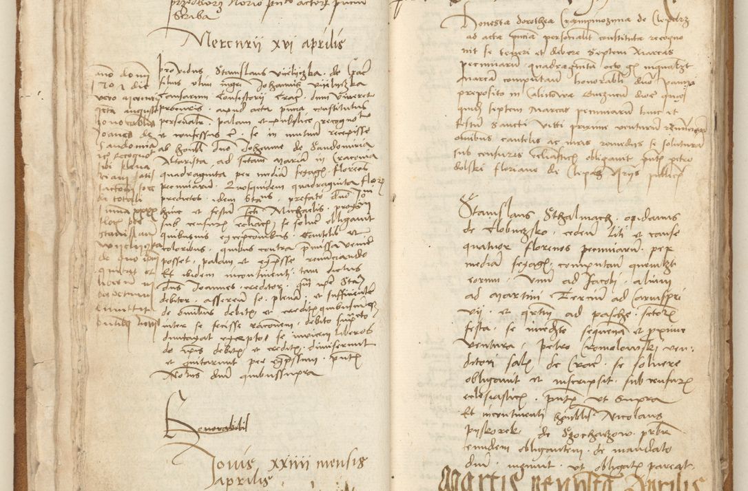 Zdjęcie nr 43 dla obiektu archiwalnego: [Acta] obligation[um] coram reverendo p[atre] domino Johanne de Starzechouicze decretor[um] doctore, scolastico Visl[i]ciensi, canonico et in spirituali[bus] vicario generali Crac[oviensi] ad annum Domini m[ille]simum quingentesimum [quartum], indicione septim[a], [pon]tificatus sancti[ssimi in] Christo patris [domini nostri] domini Julii divina pro[vi]dencia pape secundi, anno primo feliciter i[nci]piunt.