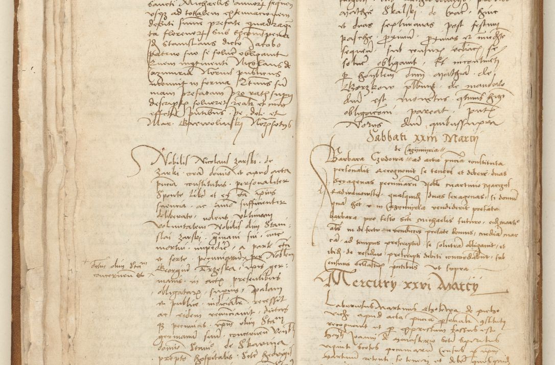 Zdjęcie nr 39 dla obiektu archiwalnego: [Acta] obligation[um] coram reverendo p[atre] domino Johanne de Starzechouicze decretor[um] doctore, scolastico Visl[i]ciensi, canonico et in spirituali[bus] vicario generali Crac[oviensi] ad annum Domini m[ille]simum quingentesimum [quartum], indicione septim[a], [pon]tificatus sancti[ssimi in] Christo patris [domini nostri] domini Julii divina pro[vi]dencia pape secundi, anno primo feliciter i[nci]piunt.