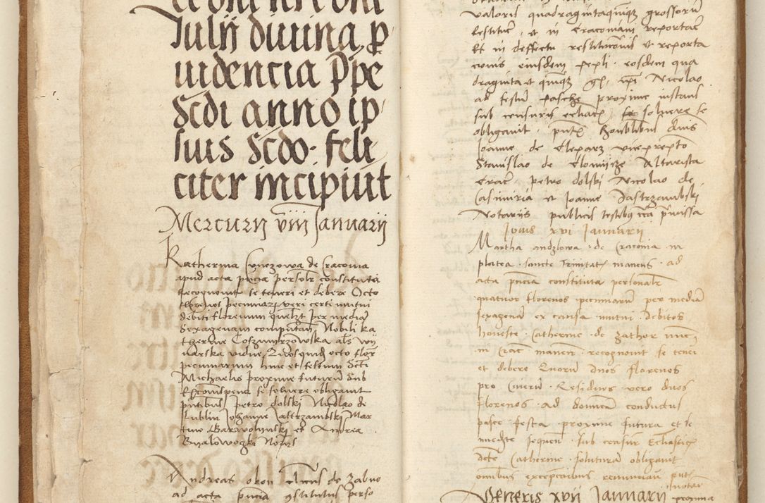 Zdjęcie nr 29 dla obiektu archiwalnego: [Acta] obligation[um] coram reverendo p[atre] domino Johanne de Starzechouicze decretor[um] doctore, scolastico Visl[i]ciensi, canonico et in spirituali[bus] vicario generali Crac[oviensi] ad annum Domini m[ille]simum quingentesimum [quartum], indicione septim[a], [pon]tificatus sancti[ssimi in] Christo patris [domini nostri] domini Julii divina pro[vi]dencia pape secundi, anno primo feliciter i[nci]piunt.