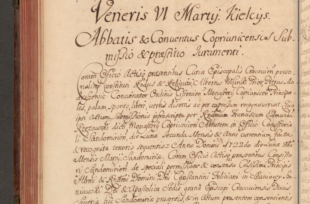Zdjęcie nr 279 dla obiektu archiwalnego: Acta actorum episcopalium R. D. Constantini Feliciani in Szaniawy Szaniawski, episcopi Cracoviensis, ducis Severiae per annos 1720 - 1723 conscripta. Volumen I