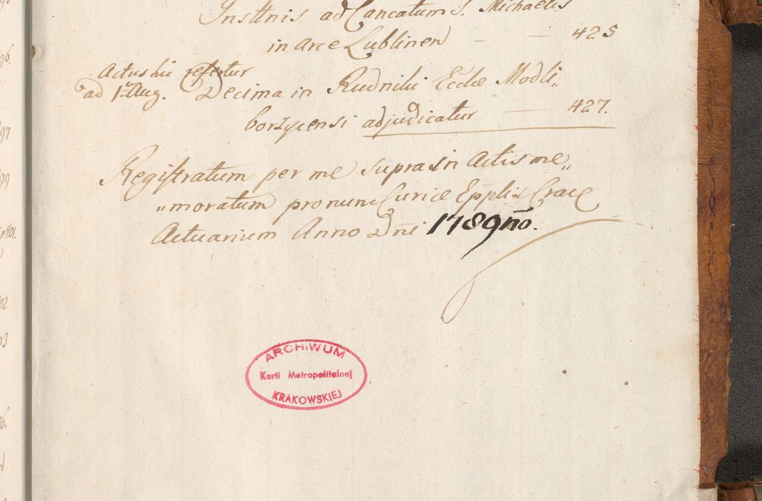 Zdjęcie nr 884 dla obiektu archiwalnego: Volumen V actorum episcopalium R. D. Joannis Małachowski, episcopi Cracoviensis, ducis Severiae per annos 1690 et 1691 acticatorum, quorum index ad finem praesentis voluminis exhibetur adnotatus