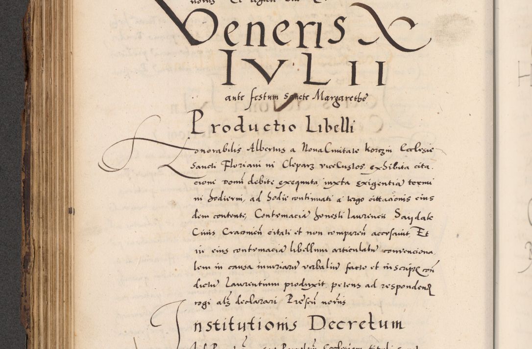 Zdjęcie nr 206 dla obiektu archiwalnego: Acta actorum causarum, sentenciarum diffinitivarum quam interloquutiorum, decretorum, obligationum, quietationum et constitutionum procuratorum coram reverndo domino Petri Porembski preposito Ossviencimensi, canonico et officiali Cracoviensi generali ad annum Dimini 1556, inditione quatuor decima, pontificatus sanctissimi in Christo patris domini Pauli divina providencia pape IIII anno ispius.