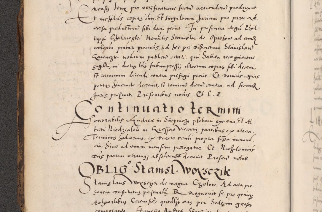 Zdjęcie nr 10 dla obiektu archiwalnego: Acta actorum causarum, sentenciarum diffinitivarum quam interloquutiorum, decretorum, obligationum, quietationum et constitutionum procuratorum coram reverndo domino Petri Porembski preposito Ossviencimensi, canonico et officiali Cracoviensi generali ad annum Dimini 1556, inditione quatuor decima, pontificatus sanctissimi in Christo patris domini Pauli divina providencia pape IIII anno ispius.