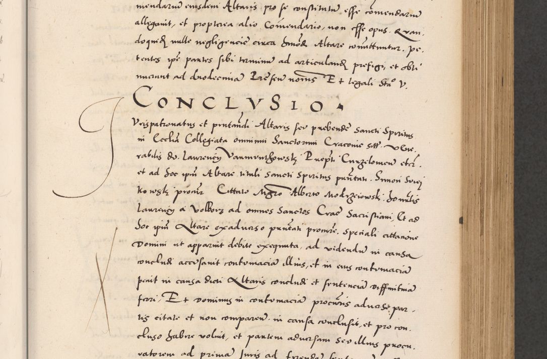Zdjęcie nr 203 dla obiektu archiwalnego: Acta actorum causarum, sentenciarum diffinitivarum quam interloquutiorum, decretorum, obligationum, quietationum et constitutionum procuratorum coram reverndo domino Petri Porembski preposito Ossviencimensi, canonico et officiali Cracoviensi generali ad annum Dimini 1556, inditione quatuor decima, pontificatus sanctissimi in Christo patris domini Pauli divina providencia pape IIII anno ispius.