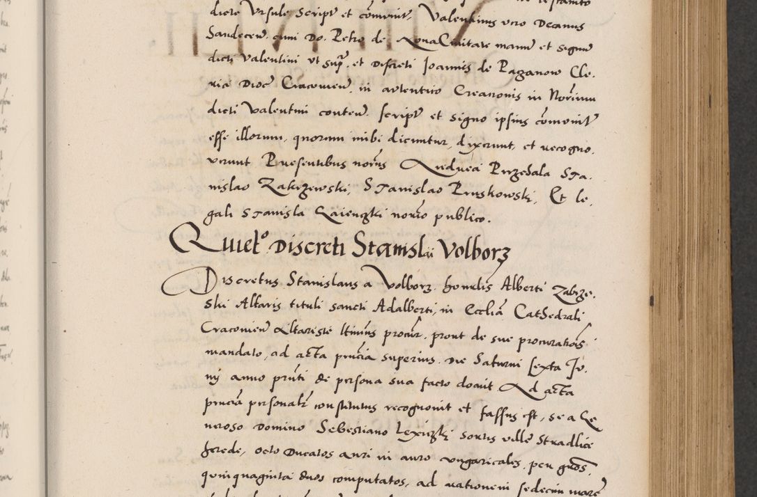 Zdjęcie nr 199 dla obiektu archiwalnego: Acta actorum causarum, sentenciarum diffinitivarum quam interloquutiorum, decretorum, obligationum, quietationum et constitutionum procuratorum coram reverndo domino Petri Porembski preposito Ossviencimensi, canonico et officiali Cracoviensi generali ad annum Dimini 1556, inditione quatuor decima, pontificatus sanctissimi in Christo patris domini Pauli divina providencia pape IIII anno ispius.