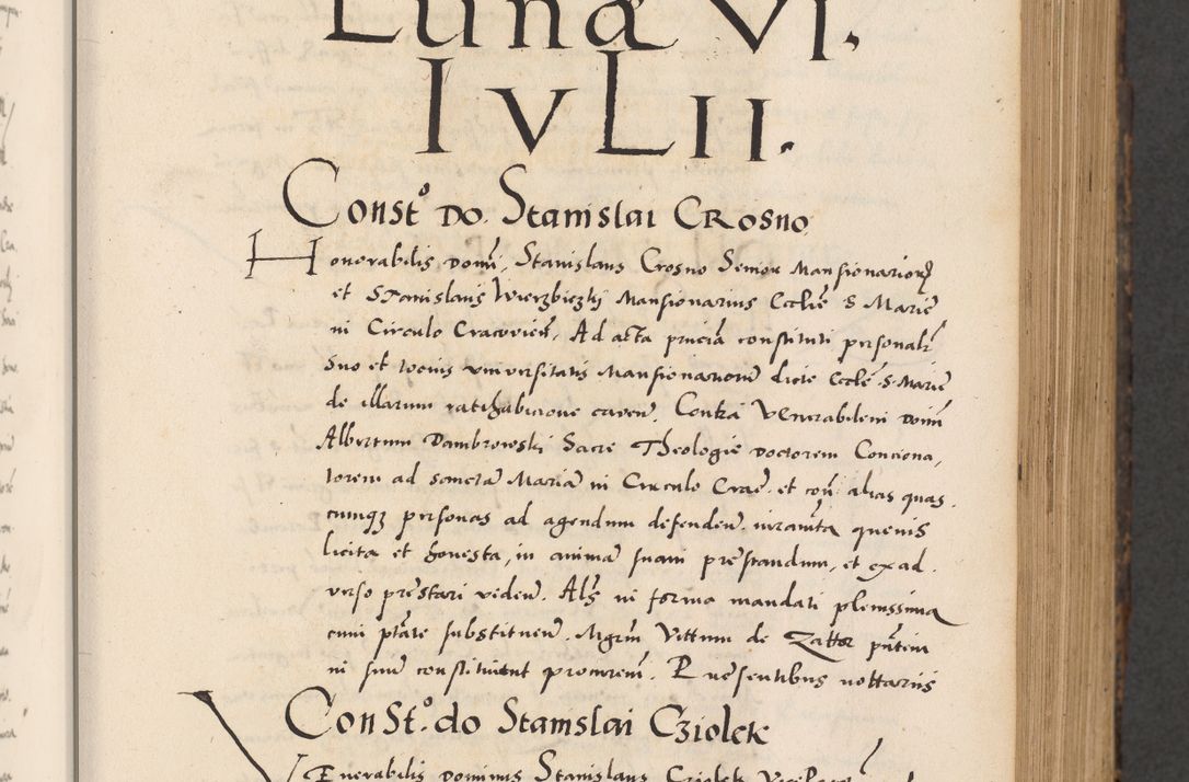 Zdjęcie nr 195 dla obiektu archiwalnego: Acta actorum causarum, sentenciarum diffinitivarum quam interloquutiorum, decretorum, obligationum, quietationum et constitutionum procuratorum coram reverndo domino Petri Porembski preposito Ossviencimensi, canonico et officiali Cracoviensi generali ad annum Dimini 1556, inditione quatuor decima, pontificatus sanctissimi in Christo patris domini Pauli divina providencia pape IIII anno ispius.