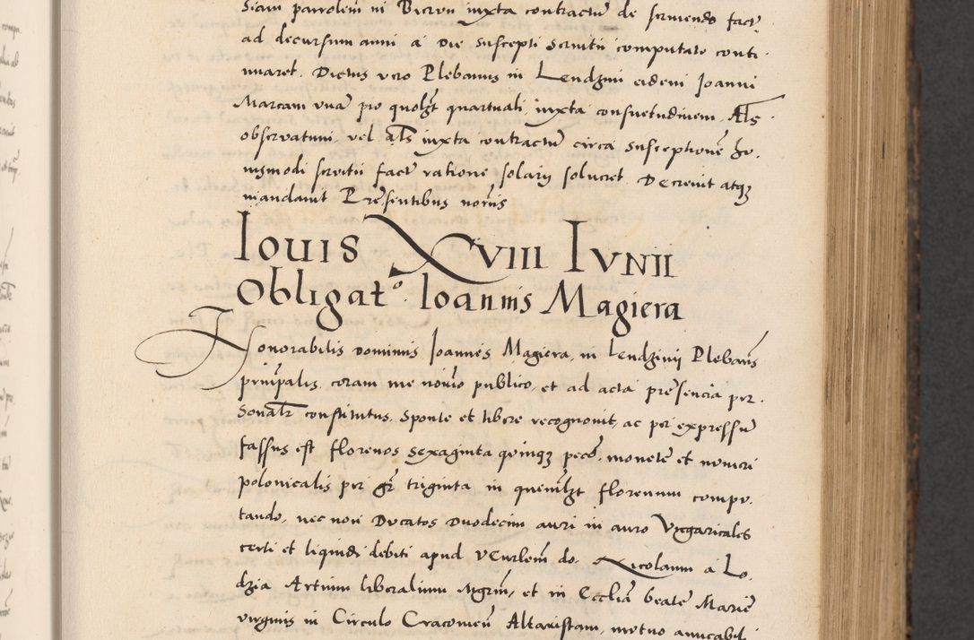 Zdjęcie nr 165 dla obiektu archiwalnego: Acta actorum causarum, sentenciarum diffinitivarum quam interloquutiorum, decretorum, obligationum, quietationum et constitutionum procuratorum coram reverndo domino Petri Porembski preposito Ossviencimensi, canonico et officiali Cracoviensi generali ad annum Dimini 1556, inditione quatuor decima, pontificatus sanctissimi in Christo patris domini Pauli divina providencia pape IIII anno ispius.